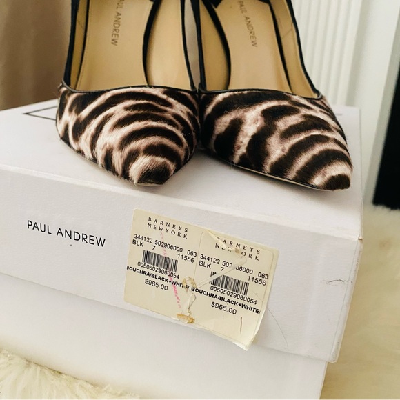 Animal Print PAUL ANDREW Ponyhair Suede Pointed Toe Ankle Strap Heels - Picture 5 of 16